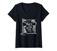 Mujer Rats What Cheese Said Dad Joke Juego de Palabras sobre Ratas Camiseta Cuello V