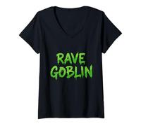 Mujer Rave Goblin 90s Raver Outfit para EDM Dance Party Festivales Camiseta Cuello V
