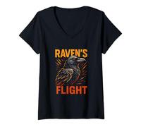 Mujer Raven Flight Dark Academia - Cuervo para mujer Camiseta Cuello V