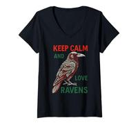 Mujer Raven Love Noche espeluznante Academia oscura Camiseta Cuello V