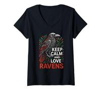 Mujer Raven Love Noche espeluznante Academia oscura Camiseta Cuello V