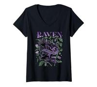 Mujer Raven Nevermore Edgar PoE inspiró gótico Vintage Floral Camiseta Cuello V