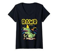 Mujer Rawr I'm 13 Dinosaur T Rex Dino Lover Camiseta Cuello V