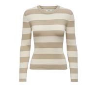 Mujer Rayas Jersey Manga Larga Rayado Top Básico Suéter Punto JDYPLUM, Color:Beige, Talla:XS
