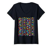 Mujer Rayas Verticales de Lunares de Color arcoíris Mania Camiseta Cuello V