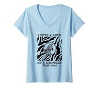 Mujer Rayas y caos - Ed's Nashville Tour 2025 Diseño de cebra Camiseta Cuello V