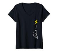 Mujer Rayo Electricista Camiseta Cuello V