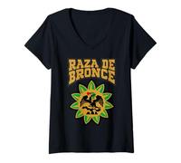 Mujer Raza De Bronce Mexican Roots Chicano Style Patriotic Mexico Camiseta Cuello V