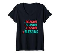 Mujer Razones, Estaciones, Lecciones y BENDICIONES Camiseta Cuello V