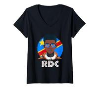 Mujer RDC, Bandera Congoleña, RD Congo Boy, Niño Africano, Congoleño Camiseta Cuello V