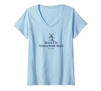 Mujer Reach The Unreachable Stars Don Quijote - Impresión Azul Marino Camiseta Cuello V