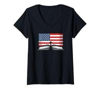 Mujer Read The Bible America - United States Flag Christian Faith Camiseta Cuello V