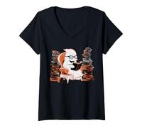 Mujer Reading Ghost - Spooky Library Halloween Tee Camiseta Cuello V