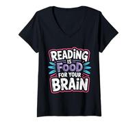 Mujer Reading Is Food For Your Brain - Camiseta Cuello V