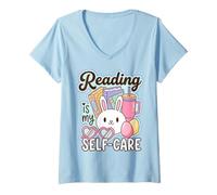 Mujer Reading Is My Self Care Book Lover Quote Camiseta Cuello V