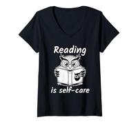 Mujer Reading Is Self-Care Camiseta Cuello V