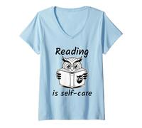Mujer Reading Is Self-Care Camiseta Cuello V