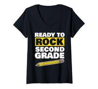Mujer Ready to Rock Second Grade Camiseta Cuello V