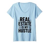 Mujer Real Estate is My Hustle - Cita Motivacional Camiseta Cuello V