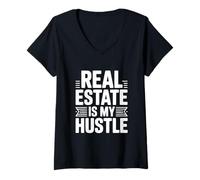 Mujer Real Estate is My Hustle - Cita Motivacional Camiseta Cuello V
