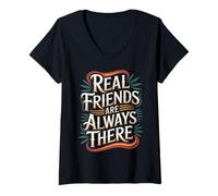 Mujer Real Friends Are Always There Lealtad de conexión |- Camiseta Cuello V