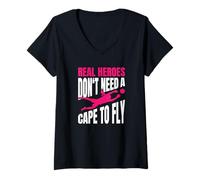 Mujer Real Heroes Don't Need A Cape To Fly Portera De Fútbol Camiseta Cuello V