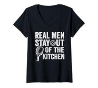 Mujer Real Men Stay out of The Kitchen Funny Pickleball Camiseta Cuello V