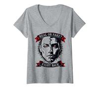 Mujer Real or Fake Truth Seeker Graphic tee Pregunta Realidad Camiseta Cuello V