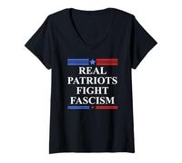 Mujer Real Patriots Fight Fascism Resist No Kings Defend Democracy Camiseta Cuello V