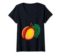 Mujer Realmente Amo Las nectarinas - Nectarina melocotón Fruta Camiseta Cuello V
