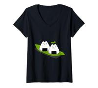 Mujer Realmente como Onigiri Bola de Arroz Japonesa Omusubi Nigirimeshi Camiseta Cuello V