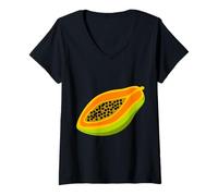 Mujer Realmente me Encanta la Papaya Paw-Paw Fruit Colorida Camiseta Cuello V