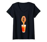 Mujer Realmente me Encanta la Papaya Paw-Paw Fruit Colorida Camiseta Cuello V