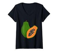 Mujer Realmente me Encanta la Papaya Paw-Paw Fruit Colorida Camiseta Cuello V