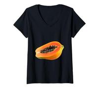 Mujer Realmente me Encanta la Papaya Paw-Paw Fruit Colorida Camiseta Cuello V