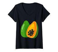 Mujer Realmente me Encanta la Papaya Paw-Paw Fruit Colorida Camiseta Cuello V