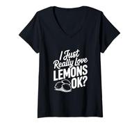 Mujer Realmente me encantan los Limones ¿Ok? Camiseta Cuello V