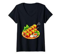 Mujer Realmente Me Gusta Paneer Tikka India India Tandoor Comida Camiseta Cuello V