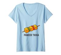 Mujer Realmente Me Gusta Paneer Tikka India India Tandoor Comida Camiseta Cuello V