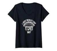 Mujer Realmente me Gustan Las Hamburguesas con Queso, ¿de Acuerdo? Camiseta Cuello V