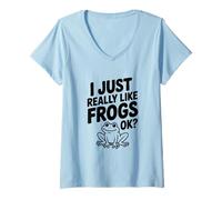 Mujer Realmente me Gustan Las Ranas, ¿de Acuerdo? Lindos Amantes de Las Ranas Camiseta Cuello V