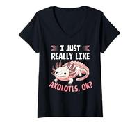 Mujer Realmente me Gustan los Axolotls, ¿de Acuerdo? Camiseta Cuello V