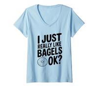 Mujer Realmente me Gustan los Bagels, ¿de Acuerdo? Humor gastronómico Camiseta Cuello V