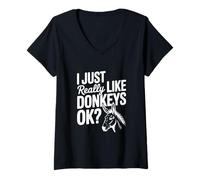 Mujer Realmente me Gustan los burros, ¿de Acuerdo? Amantes Divertidos de los Animales Camiseta Cuello V