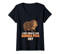 Mujer Realmente me Gustan los Conejillos de Indias Ok Cute Teddy Guinea Pig Camiseta Cuello V