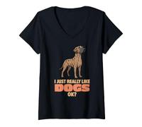 Mujer Realmente Me Gustan los Perros Ok Amante de los Animales Lindo Gran Danés Camiseta Cuello V