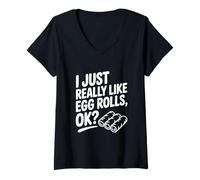 Mujer Realmente me Gustan los Rollos de Huevo, ¿Vale? Humor Divertido para los Amantes de la Comida Camiseta Cuello V