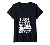 Mujer Realmente me Gustan los Tiburones Ballena, ¿de Acuerdo? Camiseta Cuello V