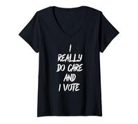 Mujer Realmente me importa y voto electoral político Meme Camiseta Cuello V