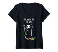 Mujer Reaper & Cat Pero hiciste Esto por qué Lindo Gatito Camiseta Cuello V